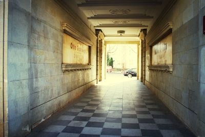 Empty corridor along walls