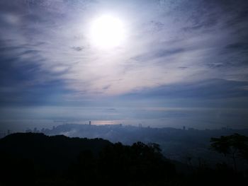 Scenic view of silhouette mountain against sky