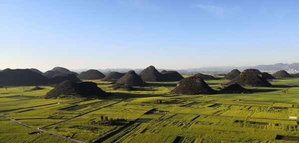 Scenic view of landscape against clear sky