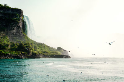 Scenic view of sea against clear sky