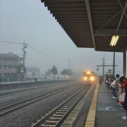 Railroad station against sky