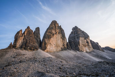 Panoramic view of rock formations against sky