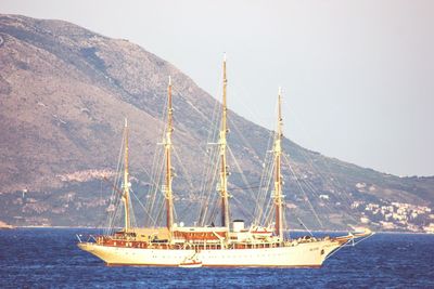 Sailboat sailing in sea