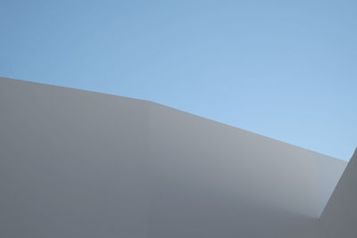 Low angle view of building against clear blue sky