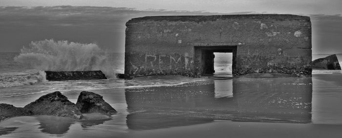 Reflection of built structure in water