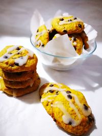 Close-up of cookies in plate