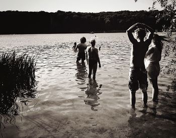 Friends enjoying at seaside