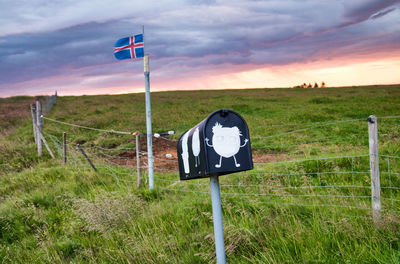 Information sign on field