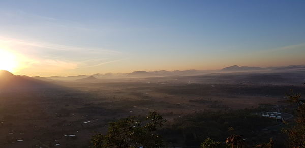 Scenic view of landscape against sky during sunset