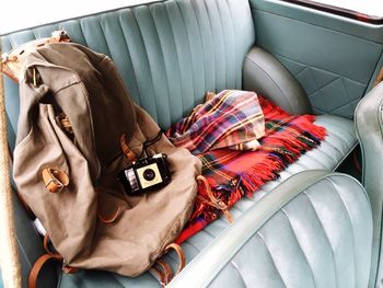 Bag and camera on car seat