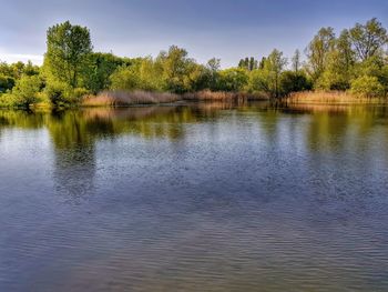 Scenic view of lake against sky