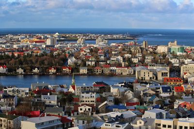 Aerial view of city at waterfront