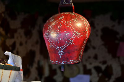 Close-up of christmas decoration hanging outdoors