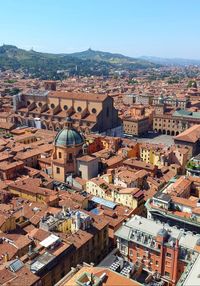 High angle view of townscape against sky