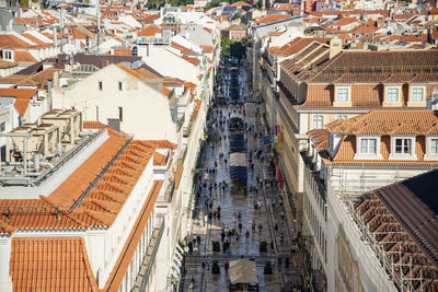 High angle view of buildings in city