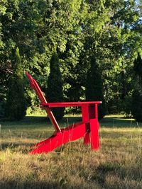 Red chair in park