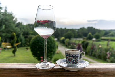 Close-up of wineglass on table