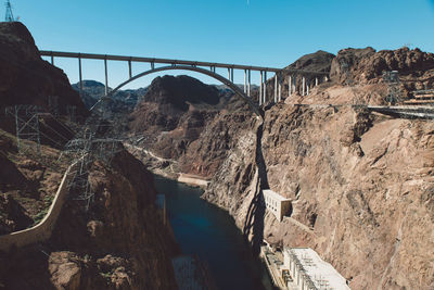 Bridge over river against clear sky