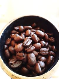 Close-up of coffee beans in bowl