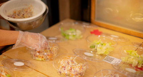 High angle view of food on table