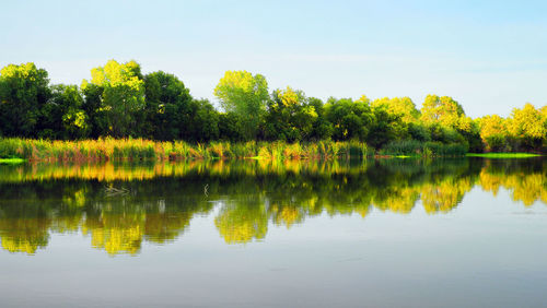 Scenic view of lake against sky