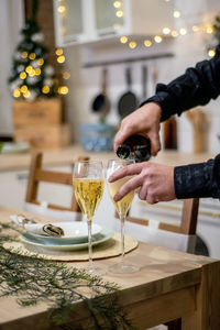 Table served for christmas dinner. christmas and new year holiday table setting. celebration