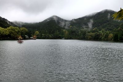 Scenic view of lake against sky