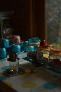 Close-up of drink in glass on table