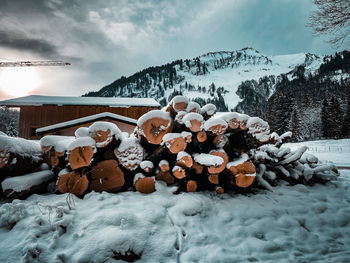 Scenic view of snow covered landscape against sky