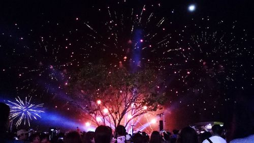 Firework display at night