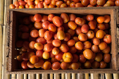 High angle view of fruits in container