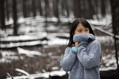 Portrait of girl in winter