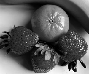 High angle view of fruits on table