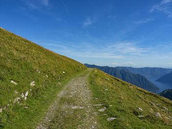 Alpine trail in the alps of lake como