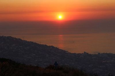 Scenic view of sunset over sea