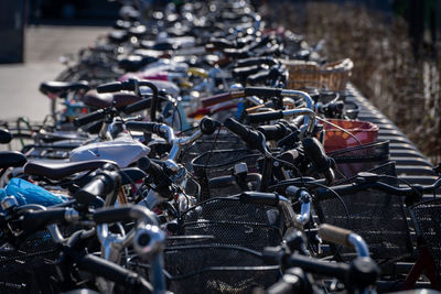 Close-up of bicycles