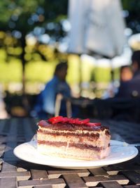 Close-up of cake on table