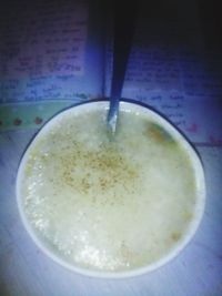 Close-up of coffee cup on table