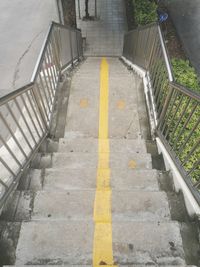 High angle view of yellow staircase