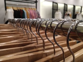 Hangers lined up in the shop