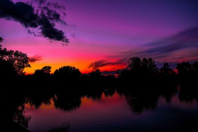 Sunset over calm lake