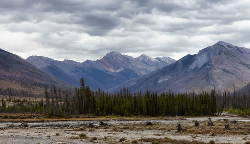 Scenic view of landscape and mountains against sky