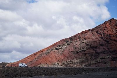 Scenic view of mountain against sky, lanzarote, canary islands. 