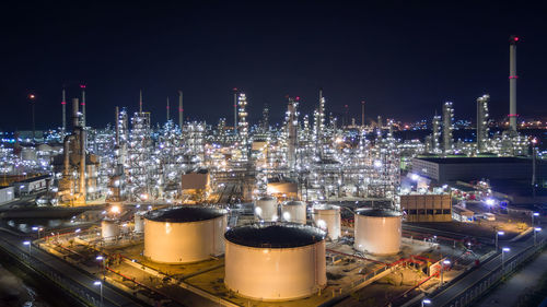 Aerial view liquid chemical tank terminal, storage of liquid chemical and petrochemical products.