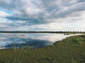 Scenic view of lake against sky