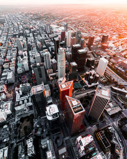 High angle view of buildings in city