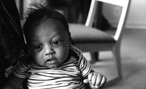 Close-up of baby boy at home