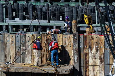 People working at construction site