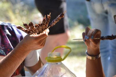Close-up of man preparing food