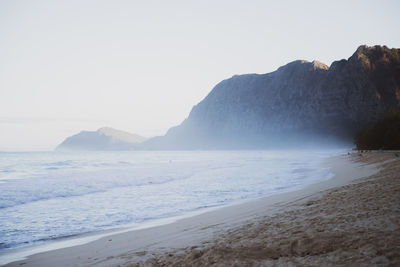 Misty mountains and ocean in hawaii